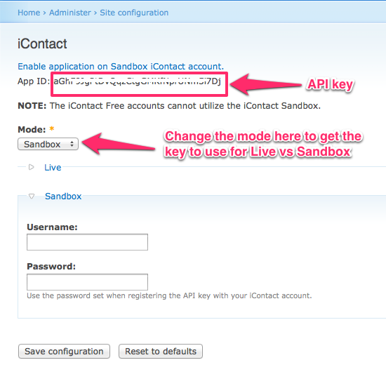module configuration screen
